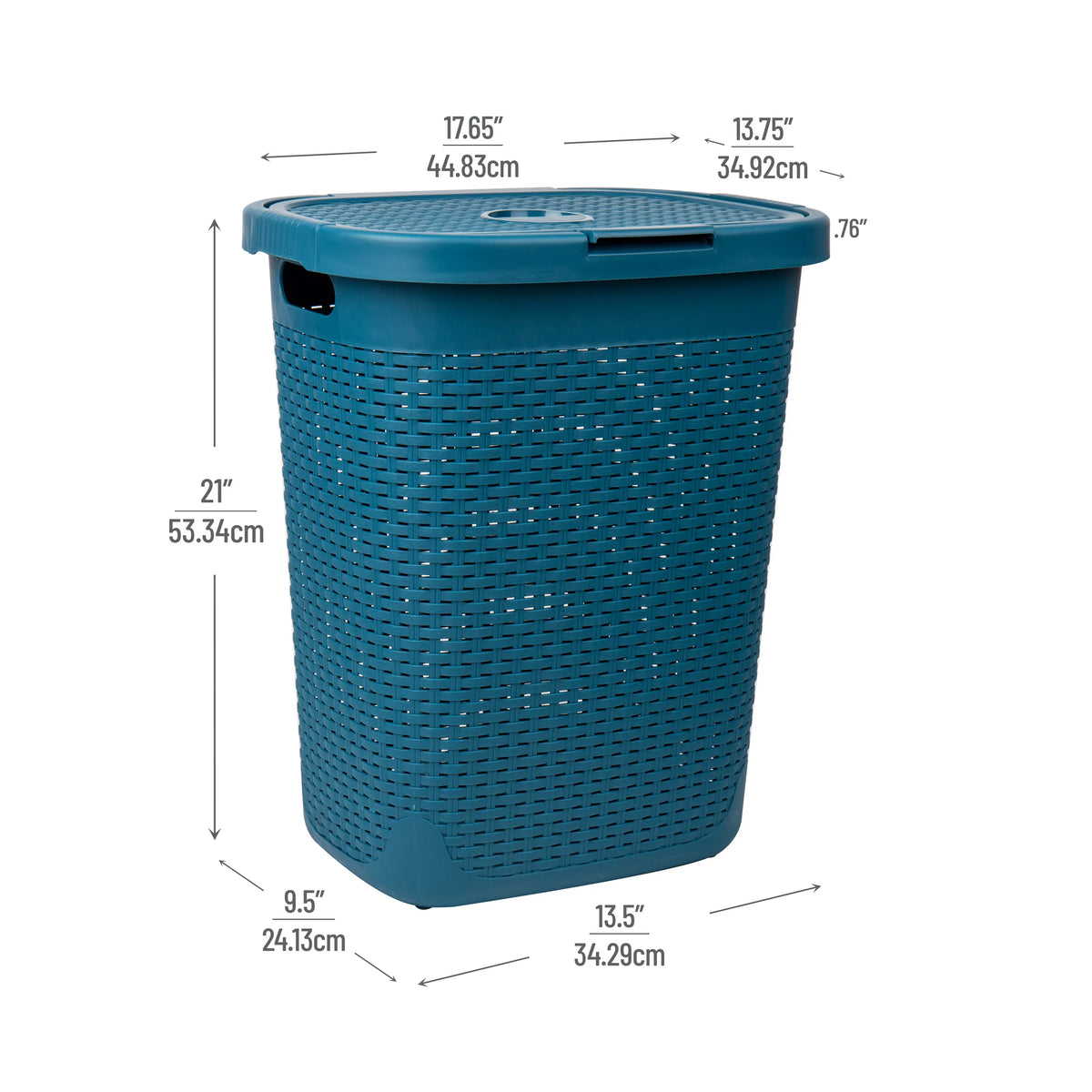 50L Slim Laundry Hamper with Lid, Set of 2, Blue T835