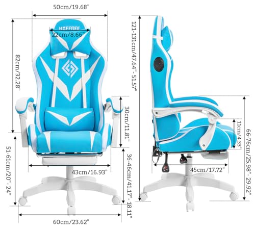 Blue and Black Gaming Chair with Footrest and Massage K9853
