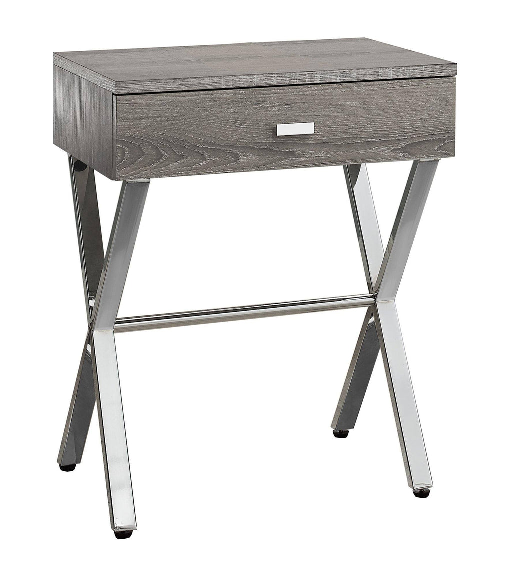 Taupe Finish and Black Metal Accent Table D206057