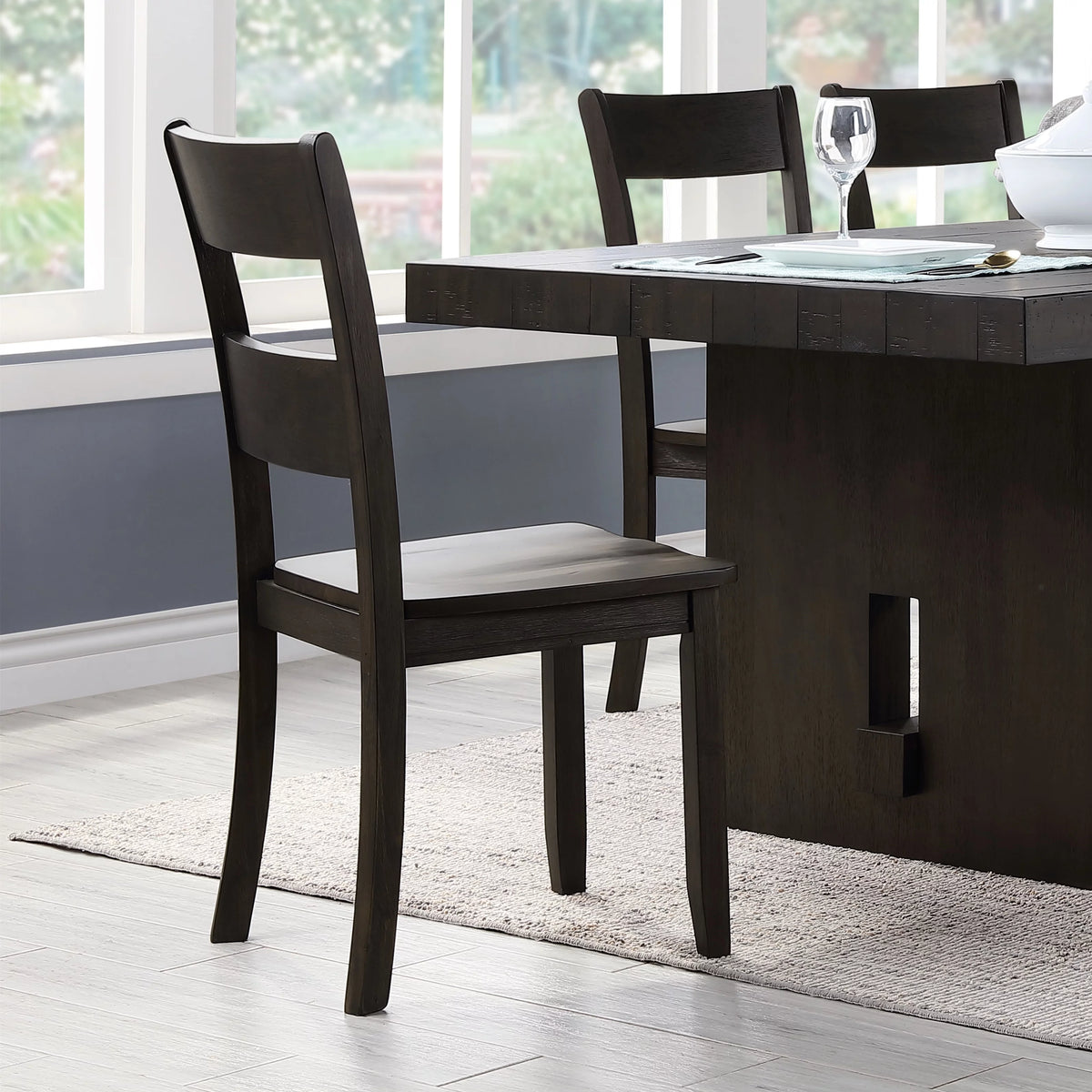 Distressed Walnut Side Chair Set of 2 K22895