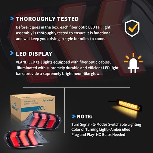 LED Rear Lights with Sequential Turn Signal, Clear Lens Taillight Assembly W190812