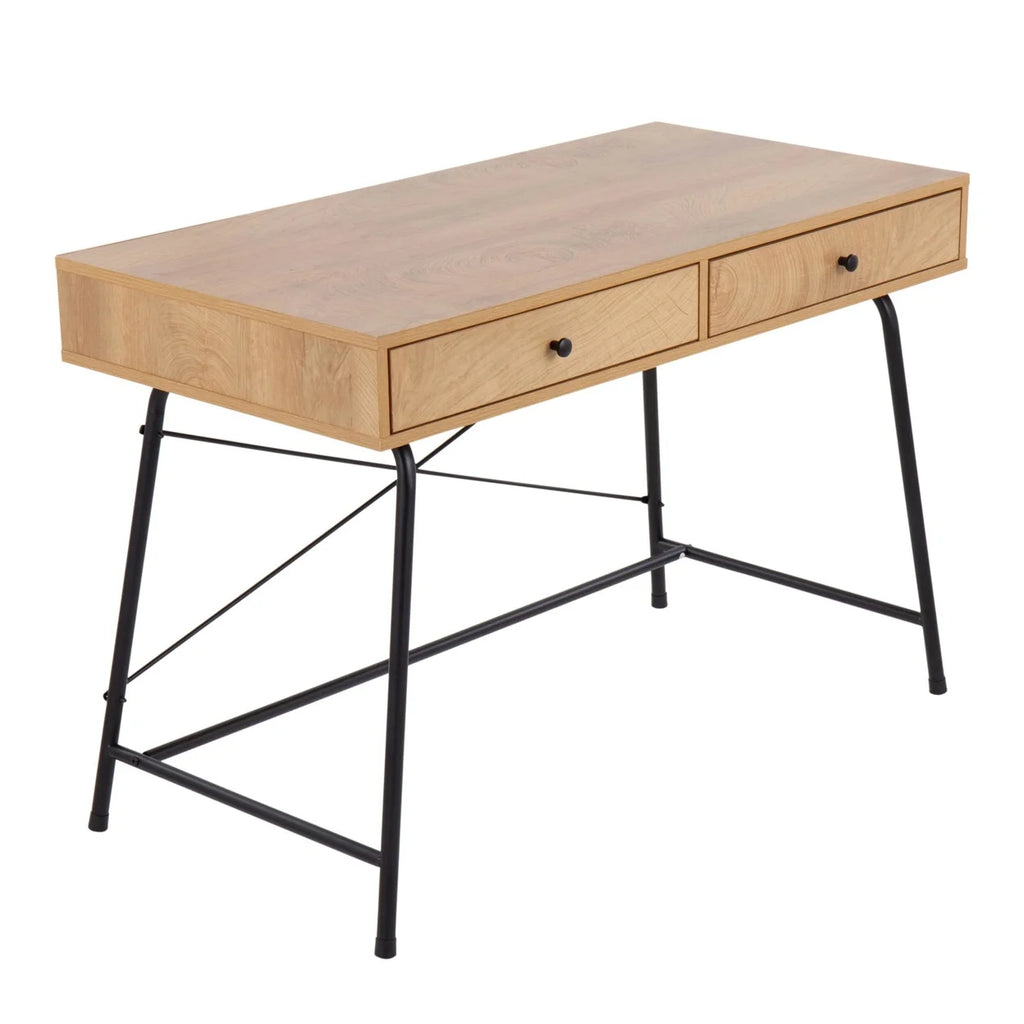 Black Steel Brown Wood Industrial Desk Q16781