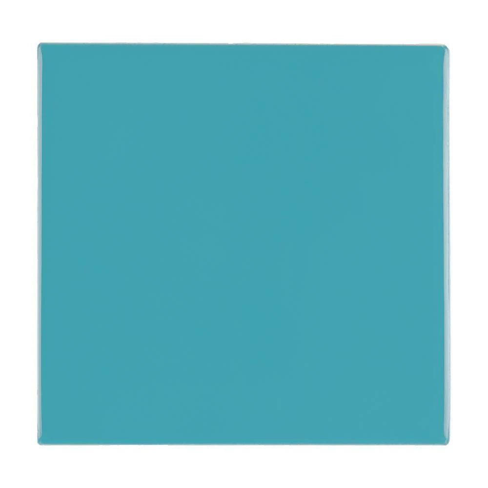 Teal 4-1/4 in. x 4-1/4 in. Glazed Ceramic Wall Tile I7989