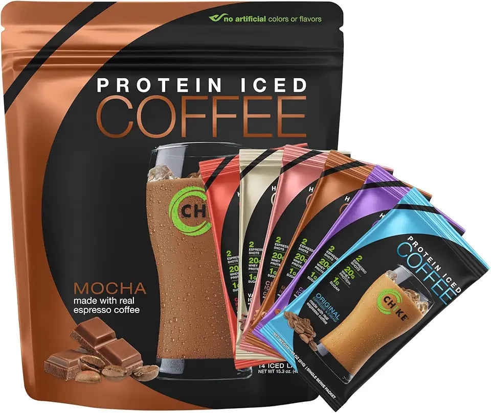 High Protein Iced Coffee Sampler Pack and Mocha Bundle, 20 G Protein, 1 G Sugar, Keto Friendly Gluten Free I89225
