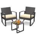 3 Piece Wicker Patio Furniture Set with Table & Cushions Y135