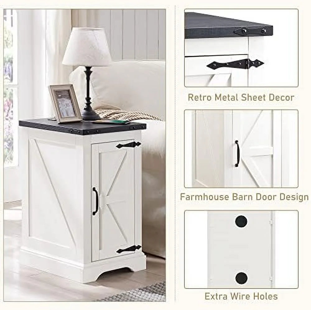 Black Rectangular Wood Nightstand with Charging Station H806