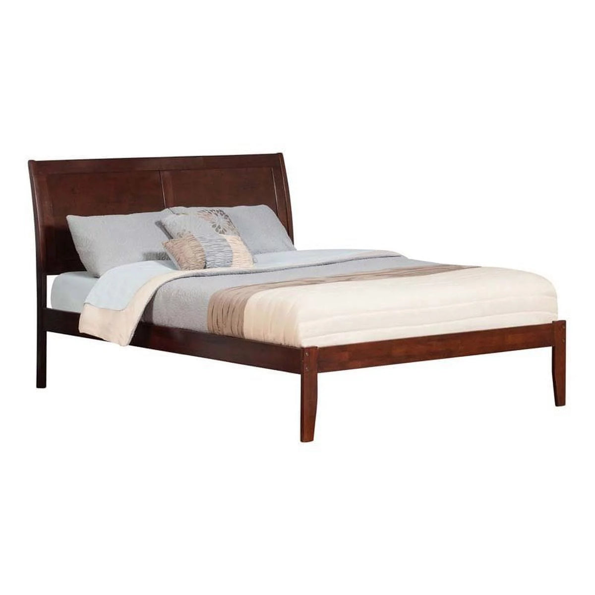 Solid Wood Queen Platform Bed in Walnut T8596