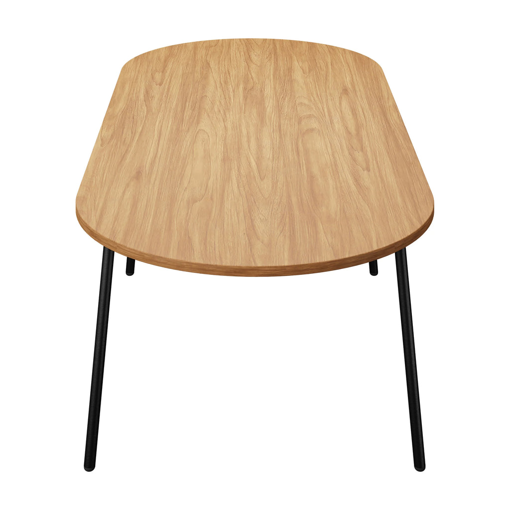 83" Oval Dining Table with MDF Top and Black Steel Legs P33152