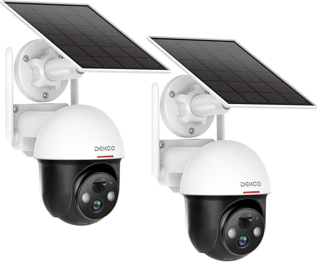 Solar Security Cameras Wireless Outdoor 360° View Pan Tilt Spotlight Battery Powered WiFi 2-Way Talk 1080P HD Night Vision Human Detection V208958