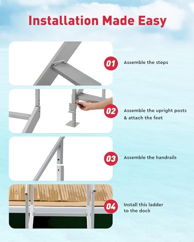 4 Step Aluminum Dock Ladder with Wide Step A30042