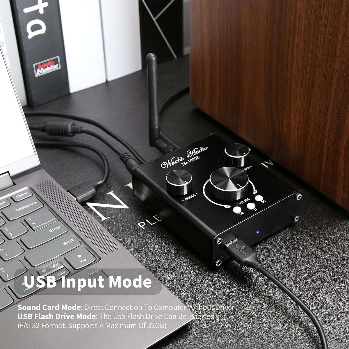 Bluetooth Stereo Audio Amplifier with Treble and Bass Adjustment D77085
