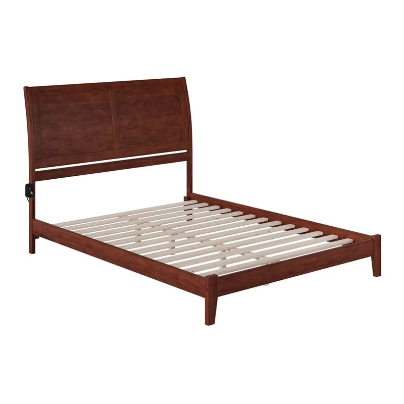 Solid Wood Queen Platform Bed in Walnut T8596