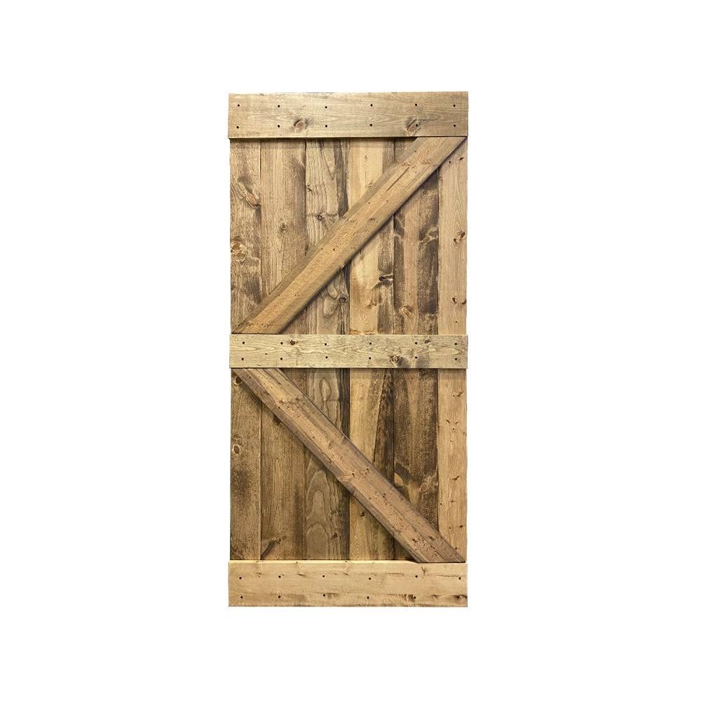 Red Walnut Stained Solid Pine Wood Interior Sliding Barn Door Slab Z311860