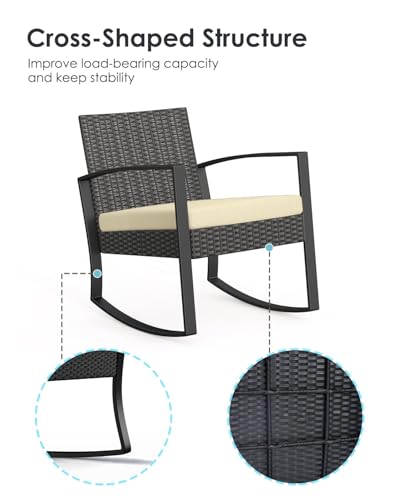 3 Piece Wicker Patio Furniture Set with Table & Cushions Y135