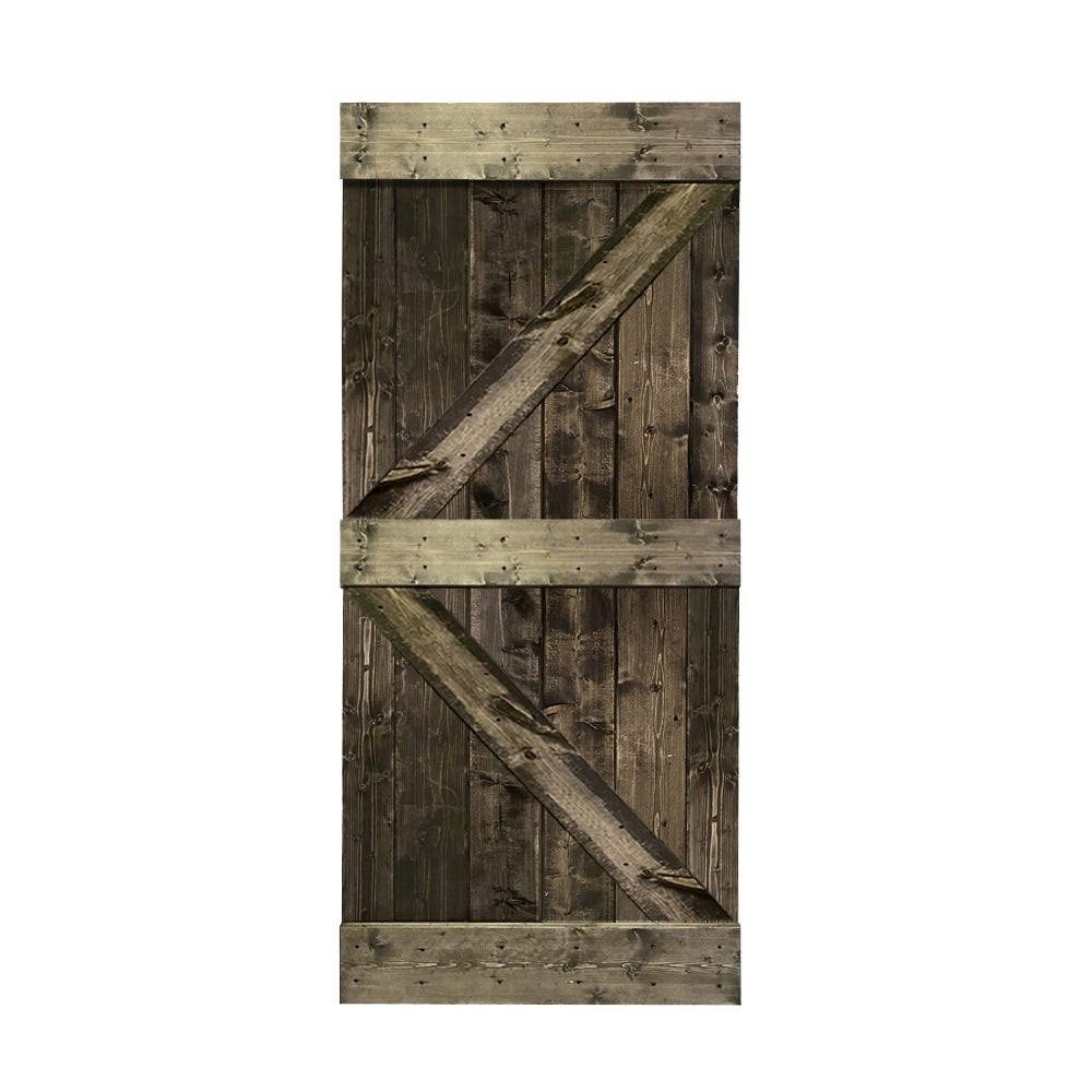 Red Walnut Stained Solid Pine Wood Interior Sliding Barn Door Slab Z311860