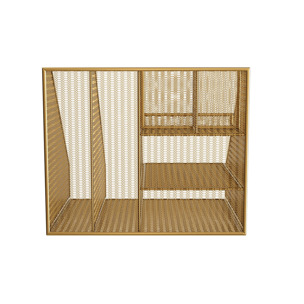 Gold Mesh Metal Desktop Organizer with Magazine File Holder N5054