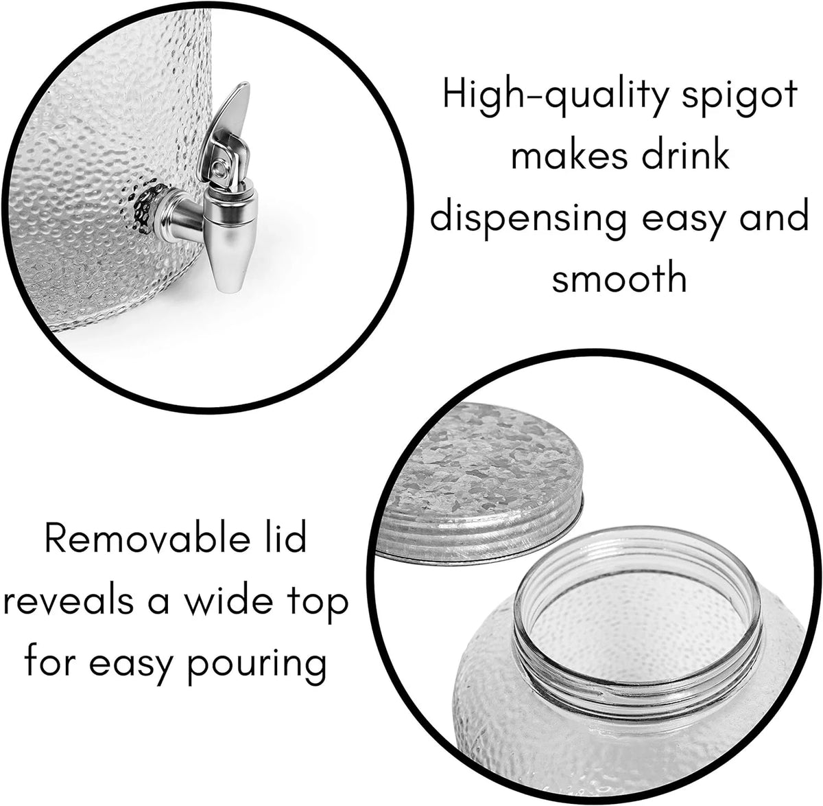 Pebbled Glass Beverage Dispenser With Galvanized Stand O607