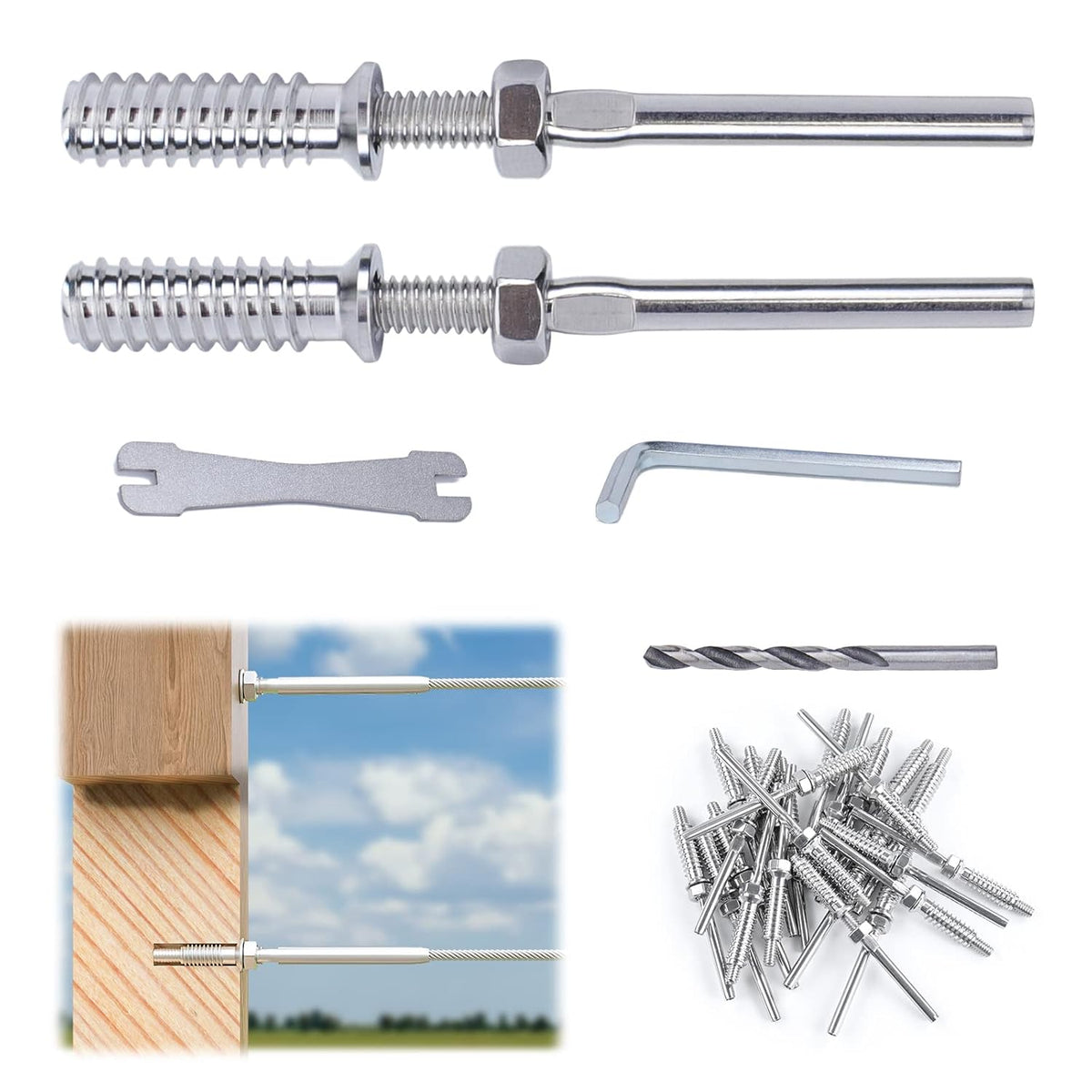 10Pair 3/16 T316 Stainless Steel Cable Railing Kit R431