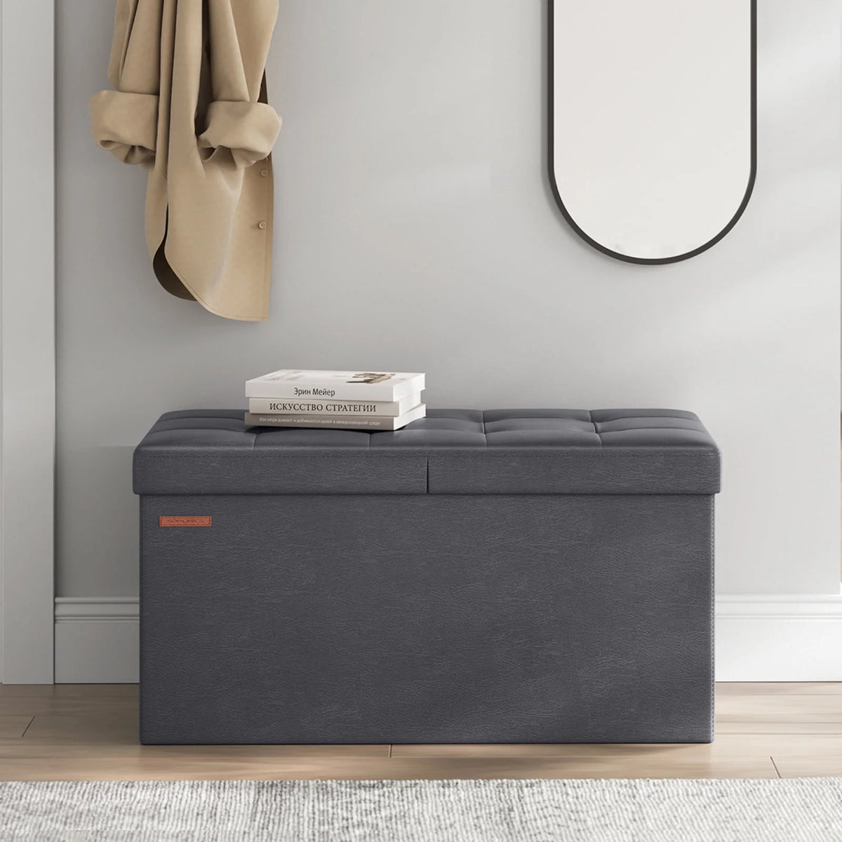 Black Folding Storage Ottoman Bench F751