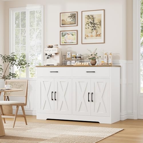Black Rustic Brown Buffet Cabinet with Drawers and Shelves P889