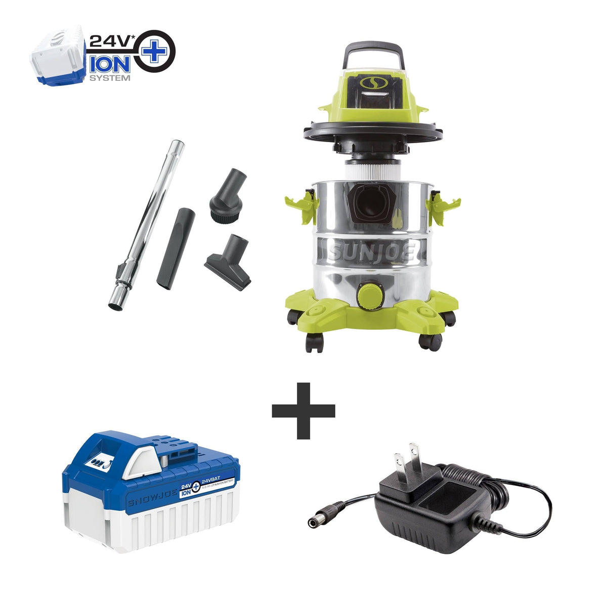 24-Volt Cordless Portable Stainless Steel Wet/Dry Vacuum Kit, 5.2 gal S981575