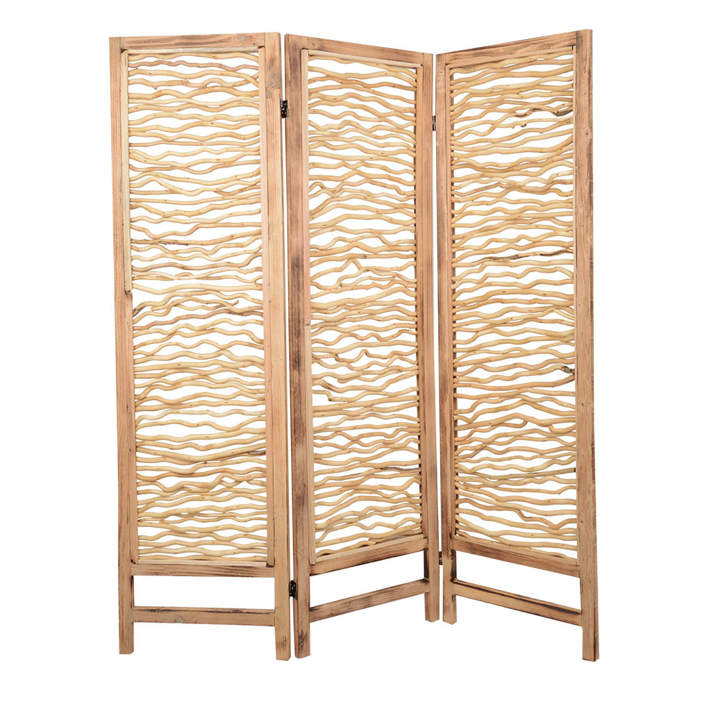 Brown 3 Panel Wood Screen N1238