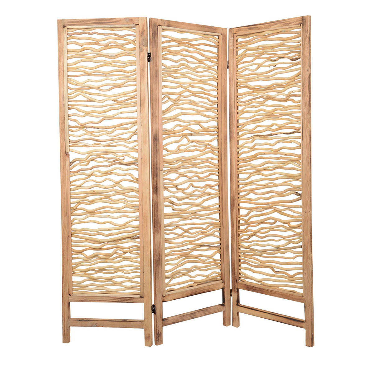 Brown 3 Panel Wood Screen N1238