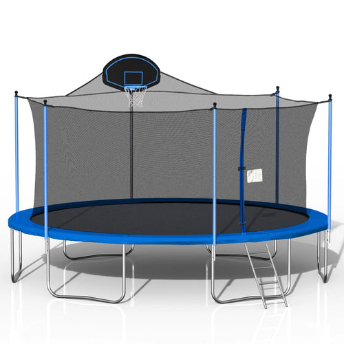 16FT Trampoline with Basketball Hoop and Ladder Q10439