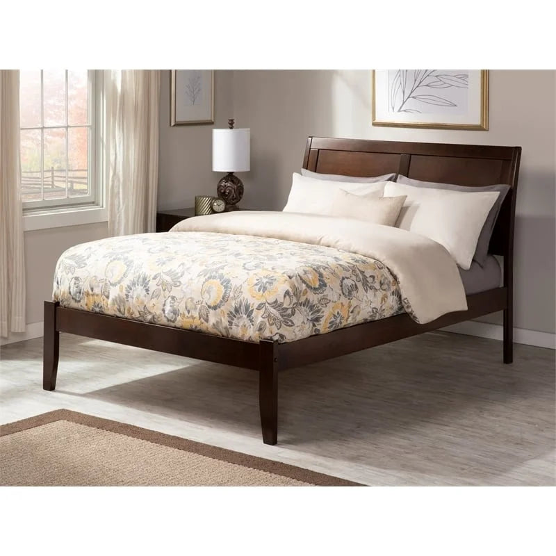 Solid Wood Queen Platform Bed in Walnut T8596