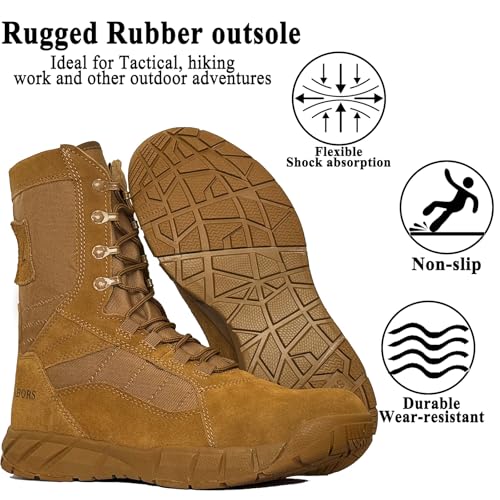 Lightweight Tactical Military Boots Side Zipper Lace Up R7684