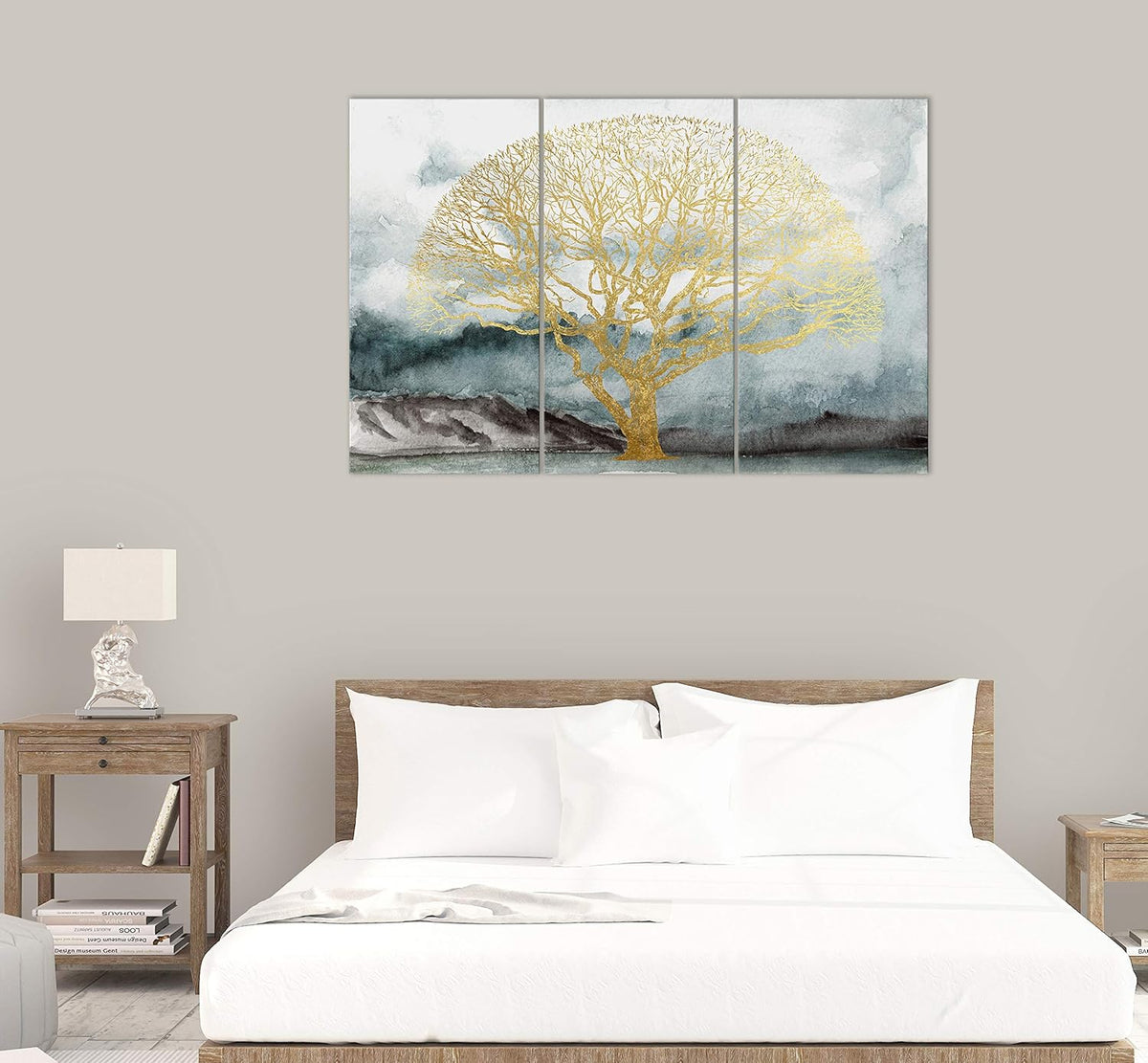Blue Gold Abstract Canvas Wall Art O209