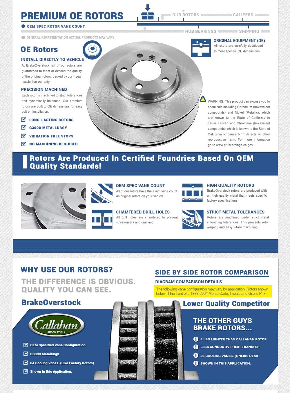 Vented 6 Lug Rotors R8198