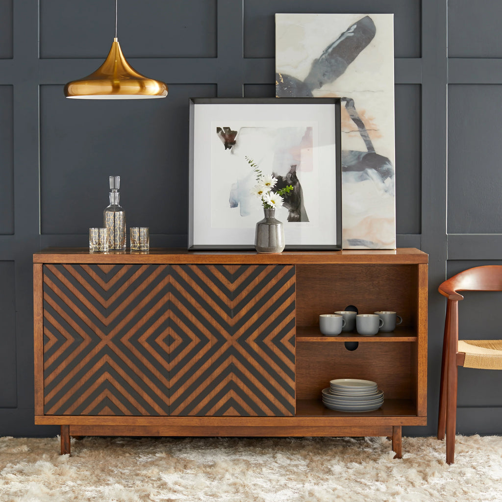 Mid-century Modern Buffet/Sideboard Tobacco Brown/Black X171628