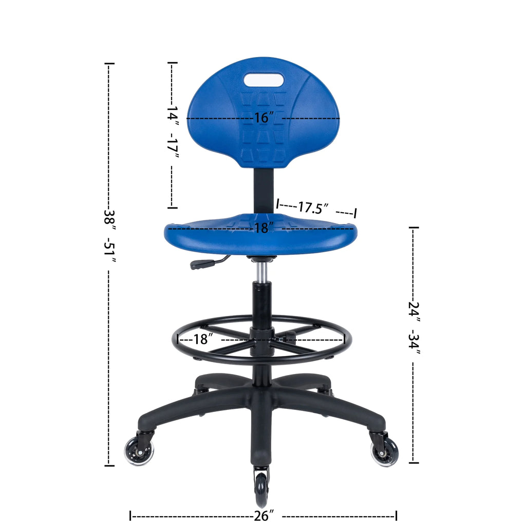 Blue Polyurethane Drafting Lab Stool Chair F114636