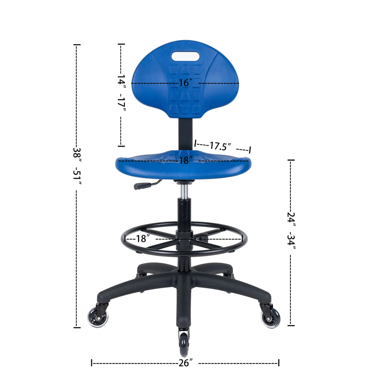 Blue Polyurethane Drafting Lab Stool Chair F114636