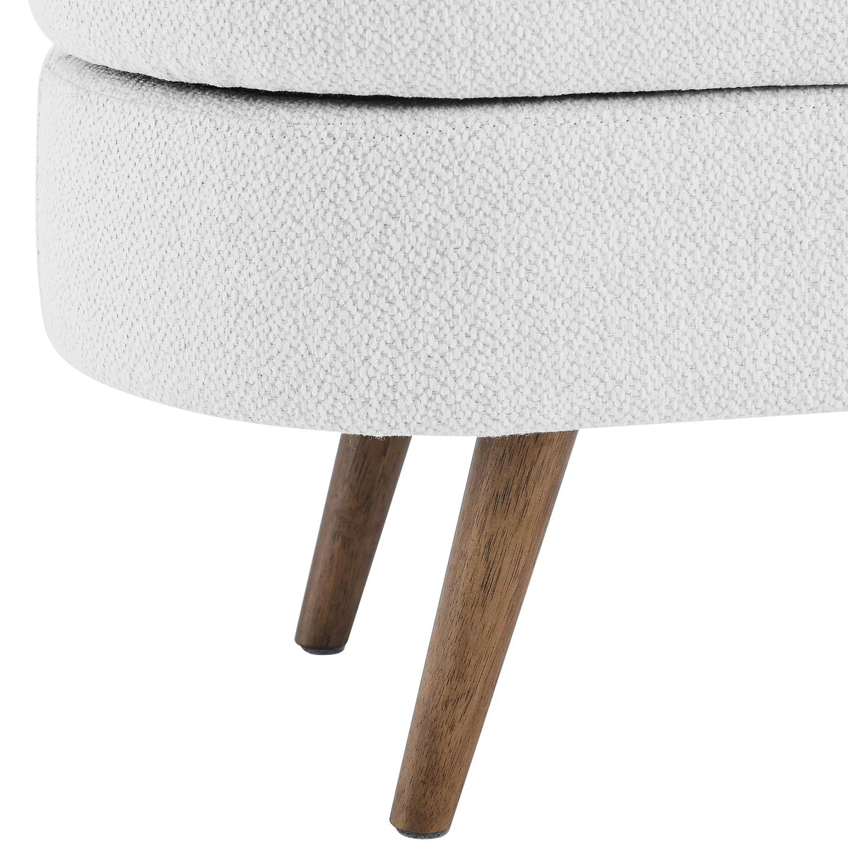 Linen Fabric Oval Storage Bench with Rubber Wood Legs H607291