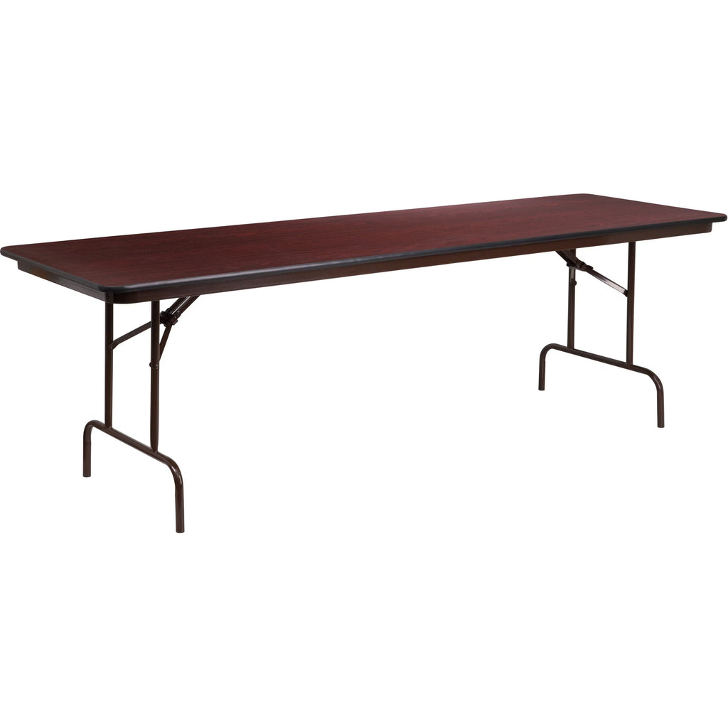 8-Foot Mahogany Melamine Laminate Folding Banquet Table D536