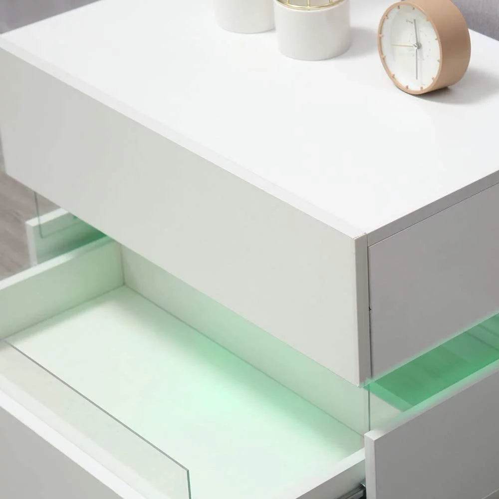 White High Gloss 2 Drawer Nightstand H4231