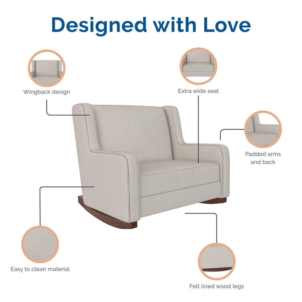 Beige Microfiber Double Rocker Chair V607