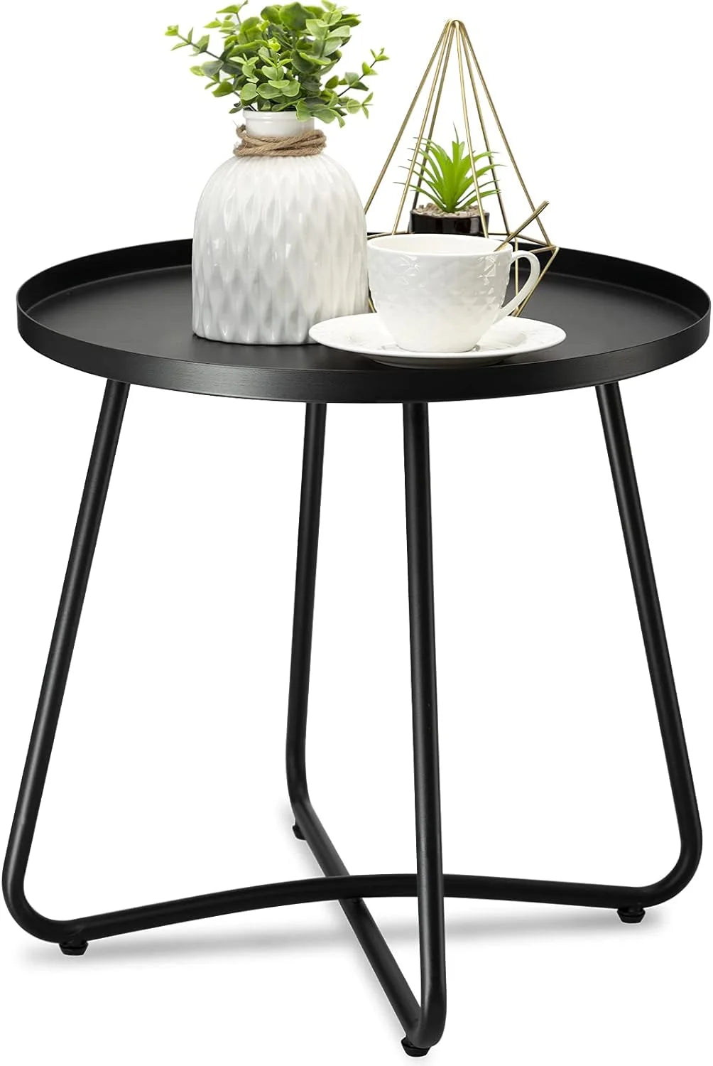 Black Round Steel Outdoor Side Table G467