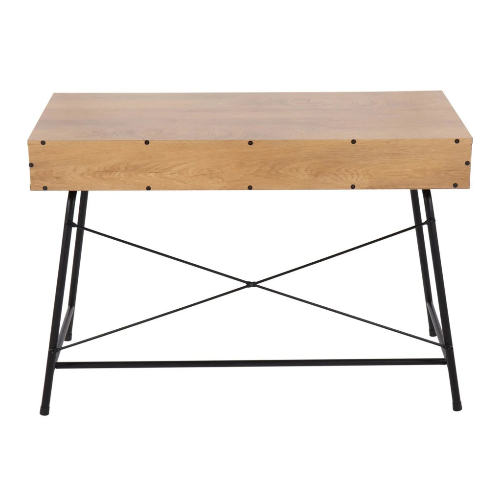Black Steel Brown Wood Industrial Desk Q16781