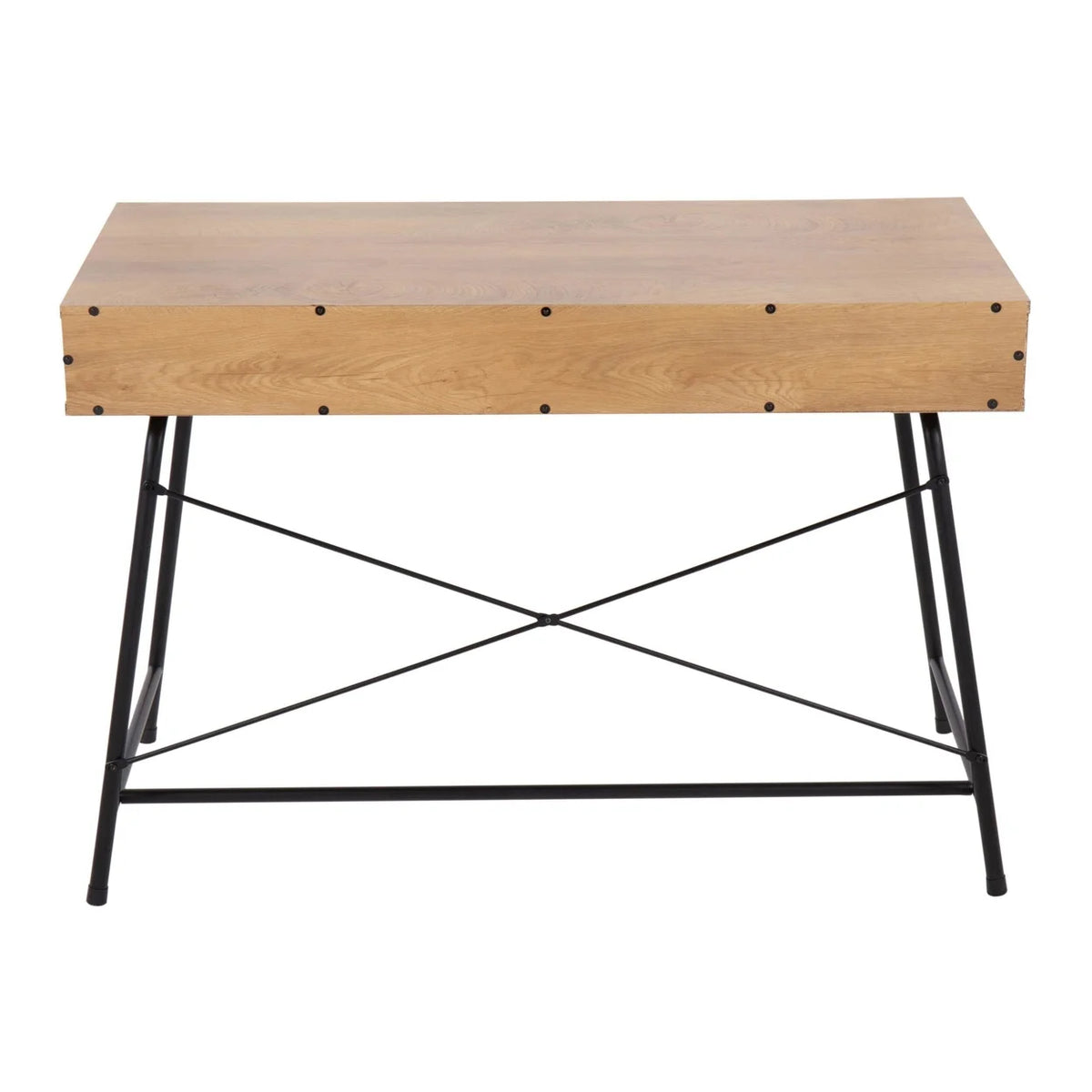 Black Steel Brown Wood Industrial Desk Q16781