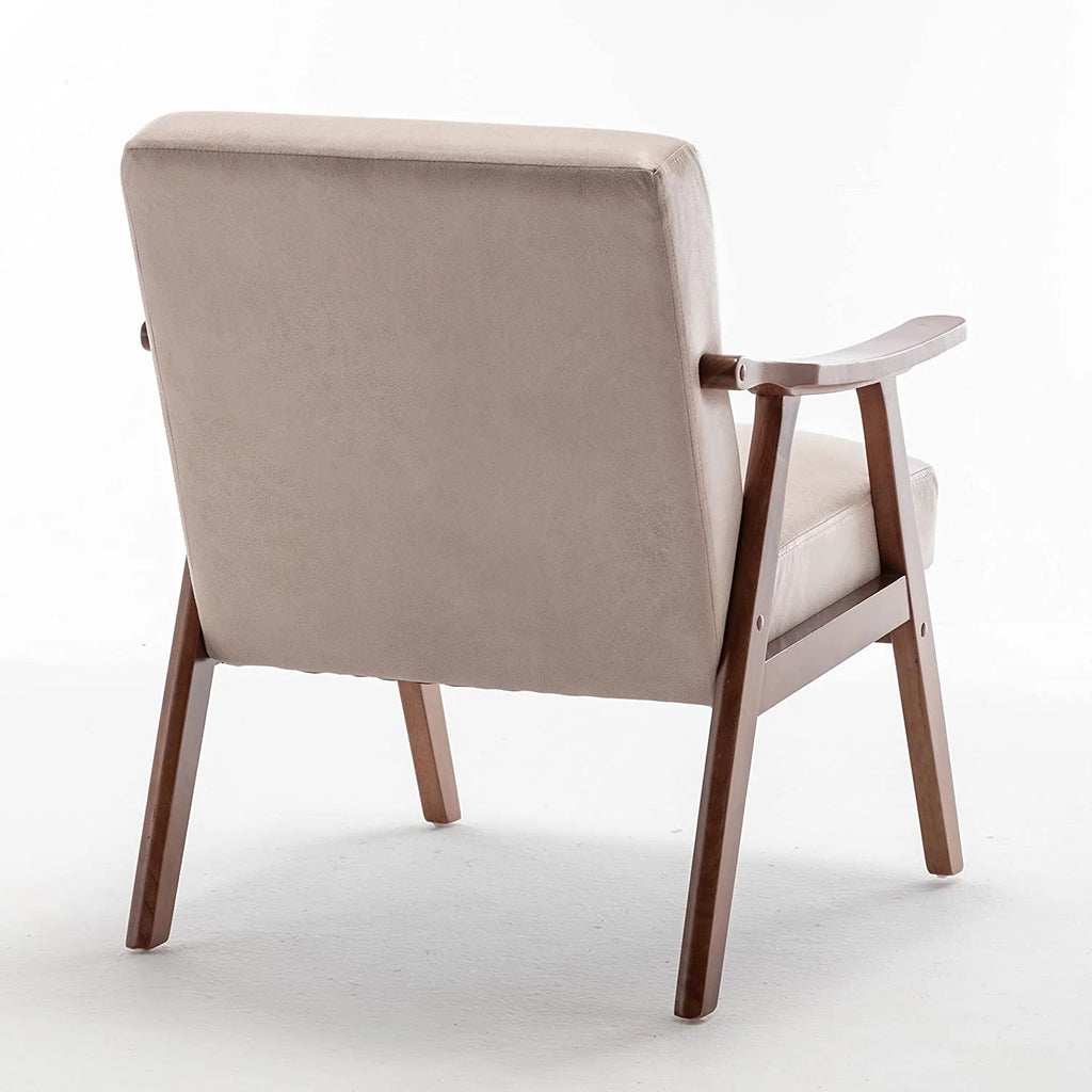 Light Camel Microfiber Accent Chair with Solid Wood Frame Q918