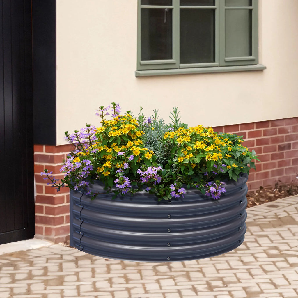 17" Tall Semi-round Raised Garden Bed in Midnight Gray V553097