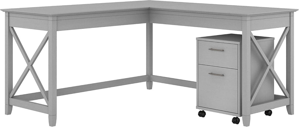 Dark Gray Hickory L Shaped Desk with 2 Drawer Mobile File Cabinet X36943