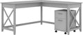 Dark Gray Hickory L Shaped Desk with 2 Drawer Mobile File Cabinet X36943