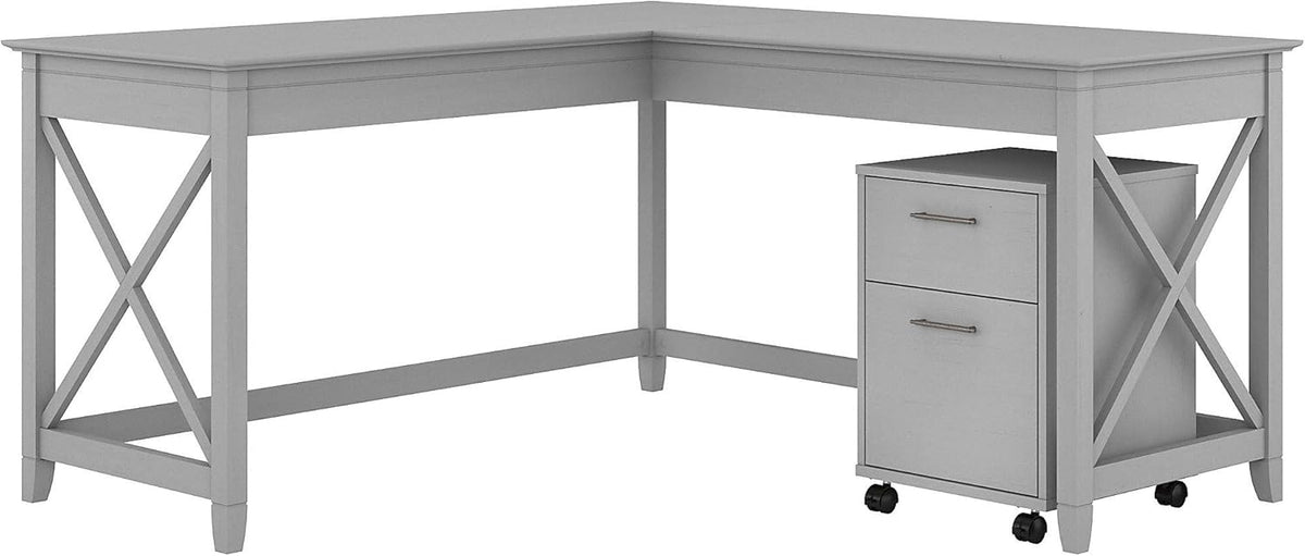 Dark Gray Hickory L Shaped Desk with 2 Drawer Mobile File Cabinet X36943