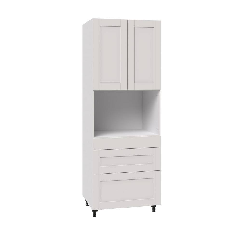 Vanilla White Pantry Microwave Cabinet with Three Drawers H827483