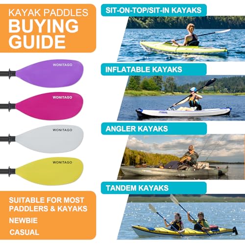 Adjustable Fiberglass Shaft Nylon Blade Kayak Paddle E3665