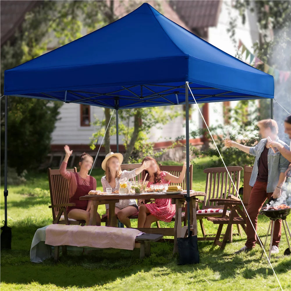 Adjustable 10' x 10' Pop-up Canopy with Wheeled Carry Bag, Blue O3361